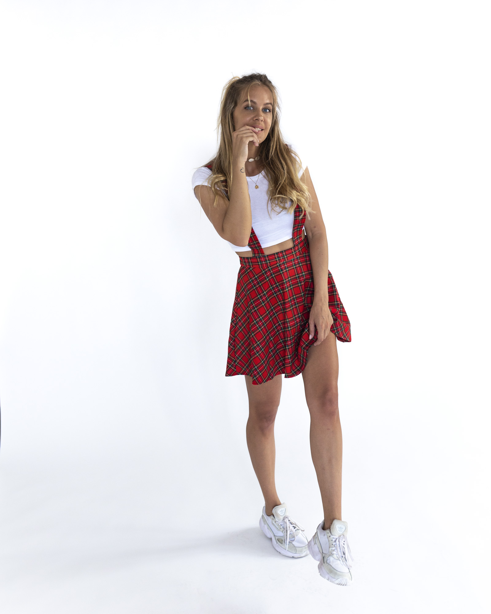 Sukňa CHECKED - Red long